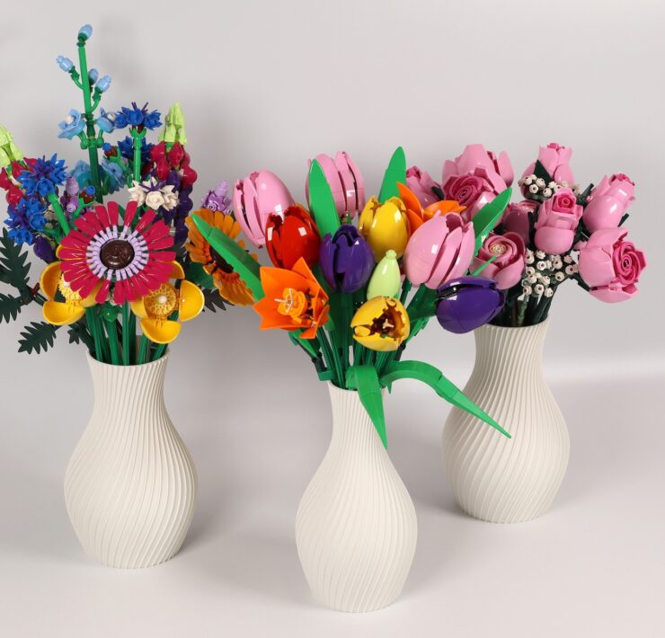 Wazon na kwiaty LEGO Botanicals oraz sztuczne i suszone bukiety